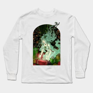 The Gift Giver Lady Goddess with Presents and Christmas Tree Art Nouveau Spirits of Winter Series Long Sleeve T-Shirt